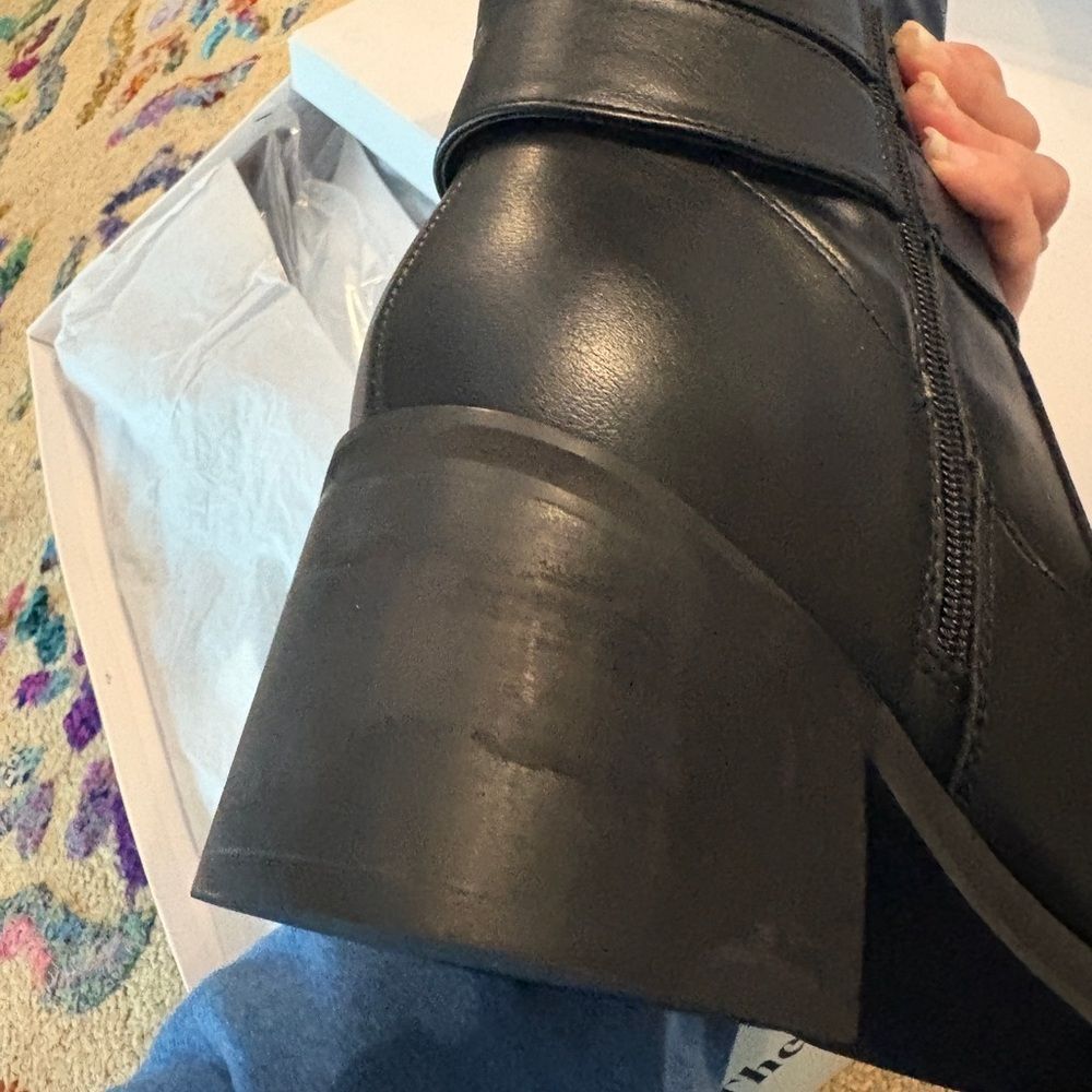 The Drop ‘Sage’ Tall black Biker/ Moto Boot with Buckles NEW w/ tags size 11 - Picture 9 of 10